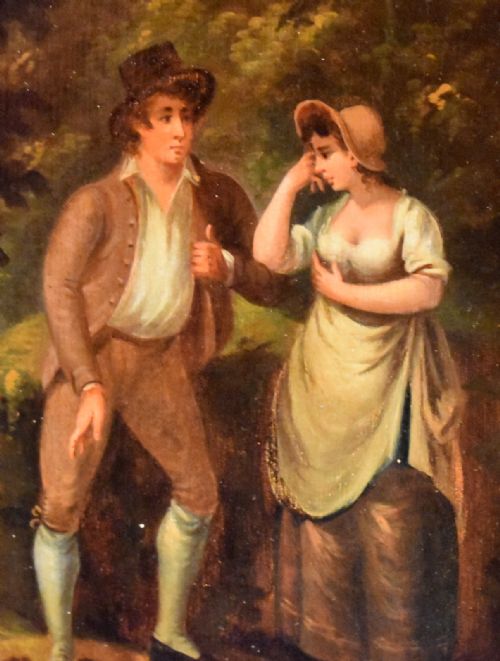 REGENCY OIL PAINTING OF A COUPLE MEETING - ADDITIONAL PHOTO 4