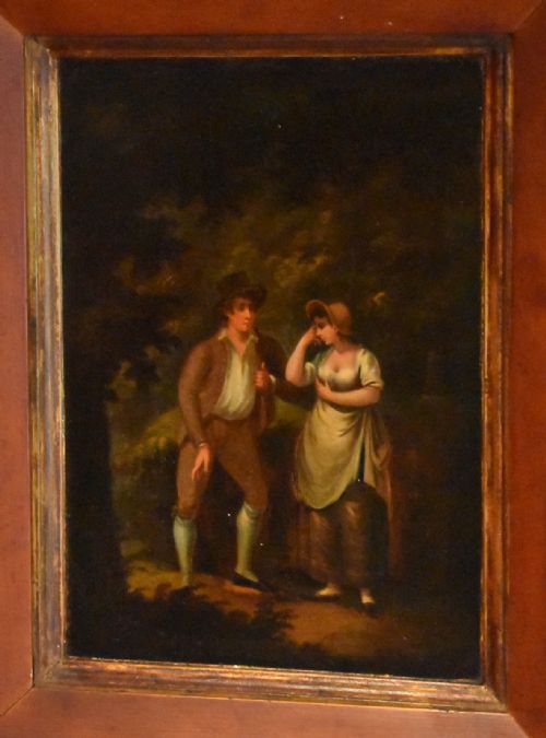 REGENCY OIL PAINTING OF A COUPLE MEETING - ADDITIONAL PHOTO 5