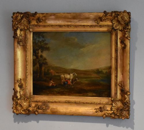 georgian rural landscape oil painting - CATEGORY: ANTIQUE ART - DATED GEORGIAN