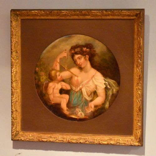 FINE PAIR OF OIL PAINTINGS OF VENUS WEIGHING CUPID - ADDITIONAL PHOTO 1