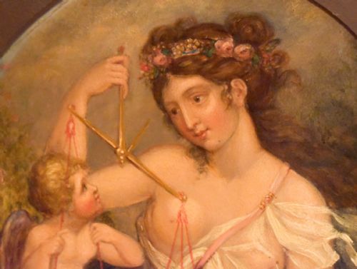 FINE PAIR OF OIL PAINTINGS OF VENUS WEIGHING CUPID - ADDITIONAL PHOTO 2