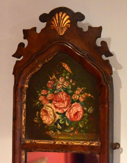 UNUSUAL WALNUT MIRROR WITH OIL PAINTING PANEL - ADDITIONAL PHOTO 2