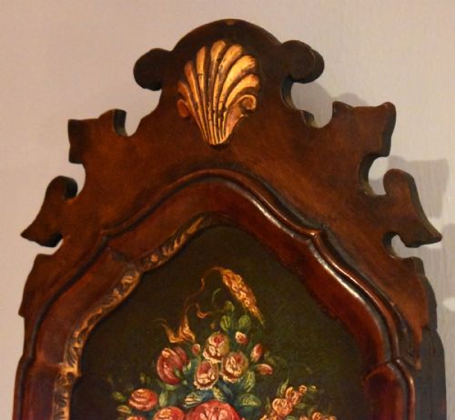UNUSUAL WALNUT MIRROR WITH OIL PAINTING PANEL - ADDITIONAL PHOTO 4