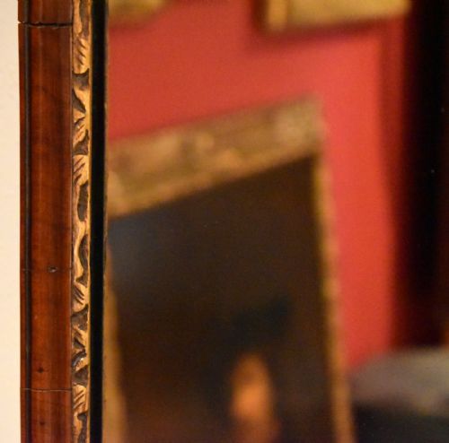 UNUSUAL WALNUT MIRROR WITH OIL PAINTING PANEL - ADDITIONAL PHOTO 5