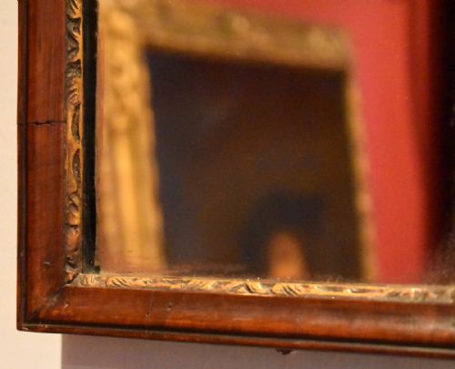 UNUSUAL WALNUT MIRROR WITH OIL PAINTING PANEL - ADDITIONAL PHOTO 6