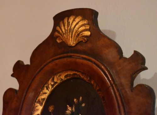 UNUSUAL TALL WALNUT MIRROR WITH OIL PAINTING PANEL - ADDITIONAL PHOTO 5