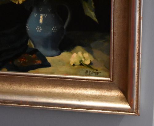 ART DECO STILL LIFE OIL PAINTING OF FLOWERS - ADDITIONAL PHOTO 4