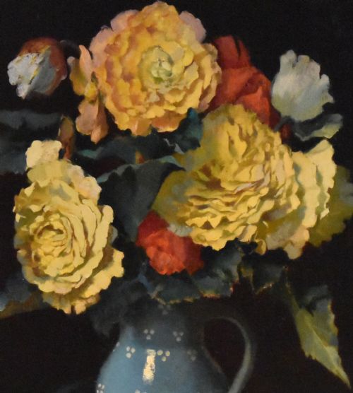 ART DECO STILL LIFE OIL PAINTING OF FLOWERS - ADDITIONAL PHOTO 5