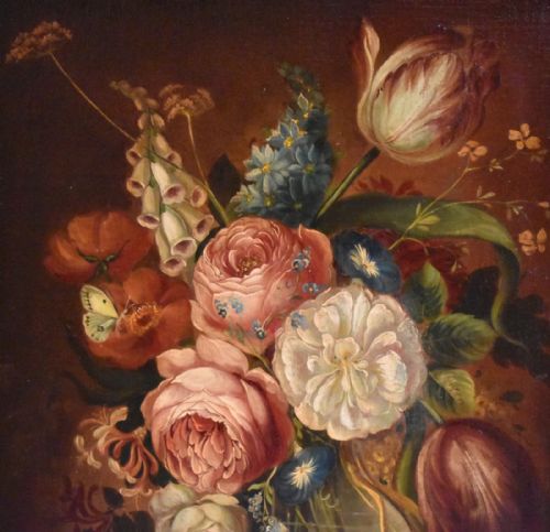 STILL LIFE OIL PAINTING OF FLOWERS AFTER DE HEEM - ADDITIONAL PHOTO 3