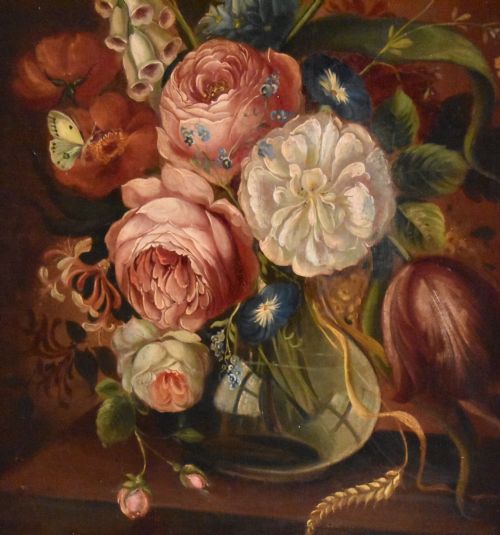 STILL LIFE OIL PAINTING OF FLOWERS AFTER DE HEEM - ADDITIONAL PHOTO 4