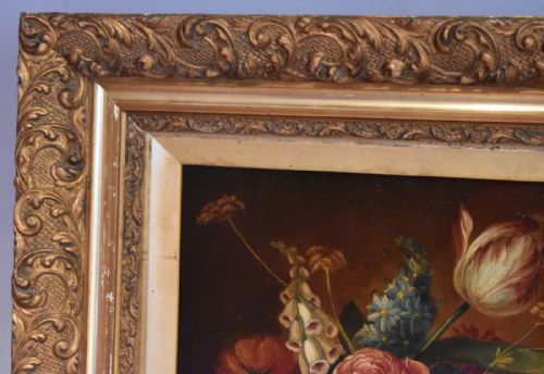STILL LIFE OIL PAINTING OF FLOWERS AFTER DE HEEM - ADDITIONAL PHOTO 6