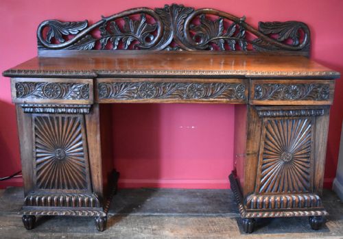 ANGLO INDIAN CARVED PADOUK WOOD SIDEBOARD - ADDITIONAL PHOTO 1