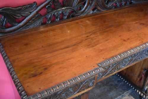 ANGLO INDIAN CARVED PADOUK WOOD SIDEBOARD - ADDITIONAL PHOTO 4