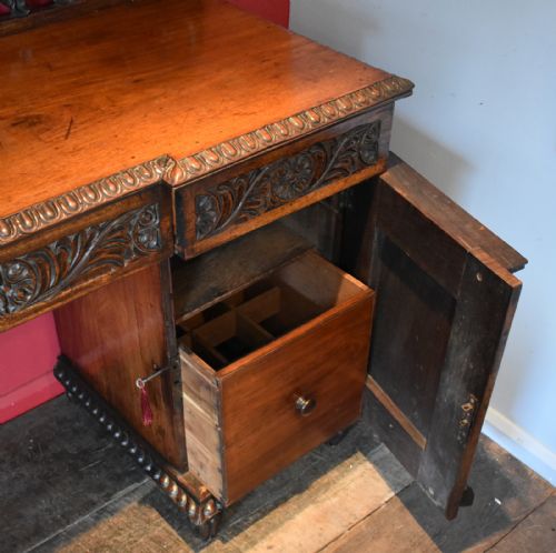 ANGLO INDIAN CARVED PADOUK WOOD SIDEBOARD - ADDITIONAL PHOTO 7