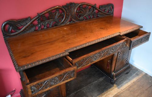 ANGLO INDIAN CARVED PADOUK WOOD SIDEBOARD - ADDITIONAL PHOTO 8