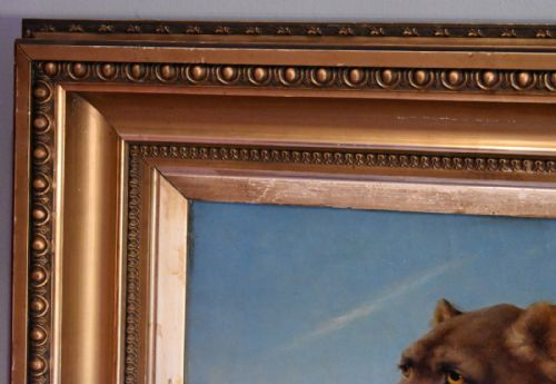 PAIR OF OIL PAINTINGS OF A LION AND LIONESS - ADDITIONAL PHOTO 6