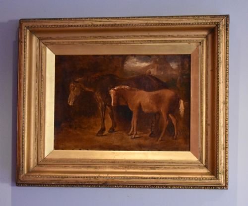 FINE OIL PAINTING OF A HORSE AND FOAL - ADDITIONAL PHOTO 1