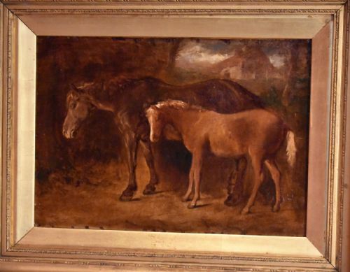 FINE OIL PAINTING OF A HORSE AND FOAL - ADDITIONAL PHOTO 2