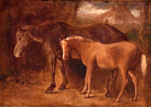 FINE OIL PAINTING OF A HORSE AND FOAL - ADDITIONAL PHOTO 3