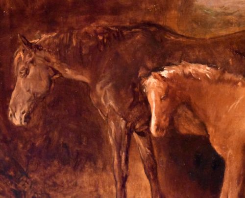 FINE OIL PAINTING OF A HORSE AND FOAL - ADDITIONAL PHOTO 5