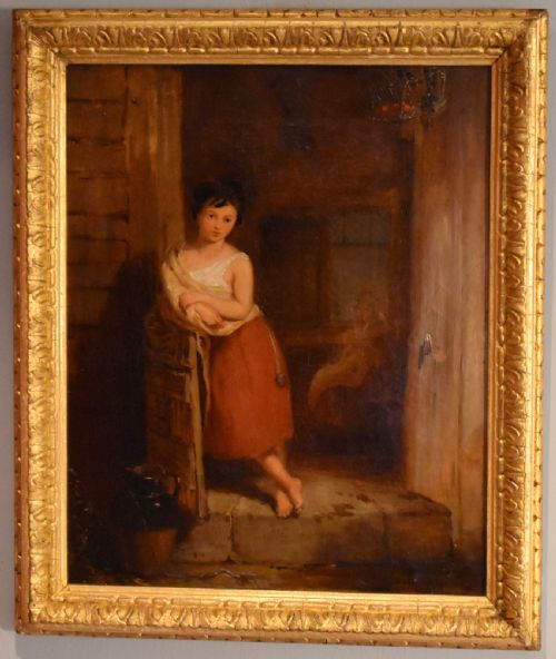 SUPERB OIL PAINTING OF A GIRL IN A DOORWAY - ADDITIONAL PHOTO 1