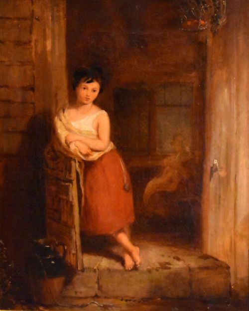 SUPERB OIL PAINTING OF A GIRL IN A DOORWAY - ADDITIONAL PHOTO 2