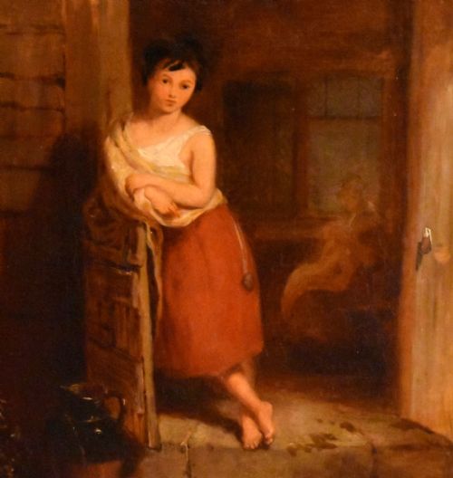 SUPERB OIL PAINTING OF A GIRL IN A DOORWAY - ADDITIONAL PHOTO 3