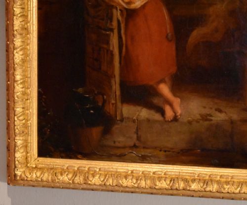 SUPERB OIL PAINTING OF A GIRL IN A DOORWAY - ADDITIONAL PHOTO 4