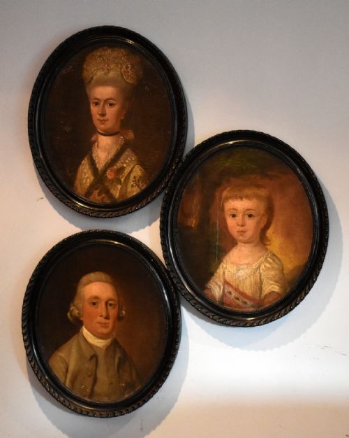 superb family group of three georgian oil portraits - CATEGORY: ANTIQUE ART - DATED 18TH CENTURY