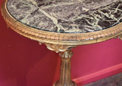 VICTORIAN GILT WOOD AND MARBLE TRIPOD TABLE - ADDITIONAL PHOTO 2