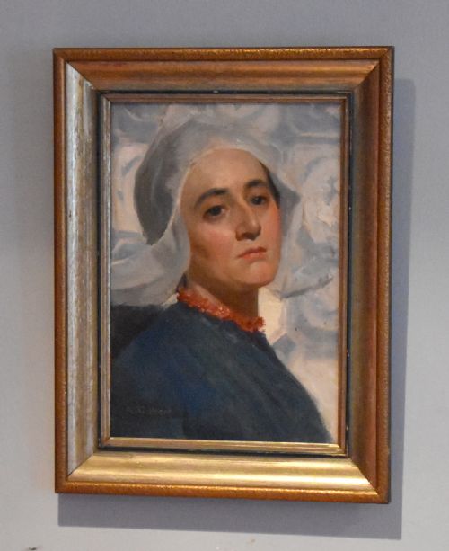 portrait oil painting by albert gilbert - CATEGORY: ANTIQUE ART - DATED 1920