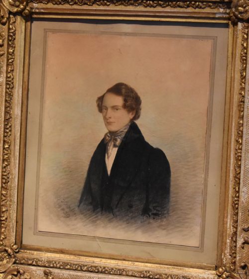 FINE EARLY VICTORIAN WATERCOLOUR PORTRAIT OF A GENTLEMAN - ADDITIONAL PHOTO 1