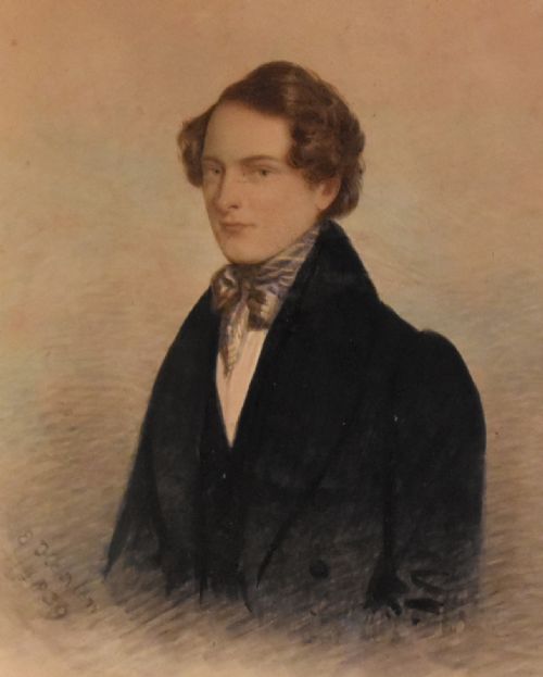 FINE EARLY VICTORIAN WATERCOLOUR PORTRAIT OF A GENTLEMAN - ADDITIONAL PHOTO 2