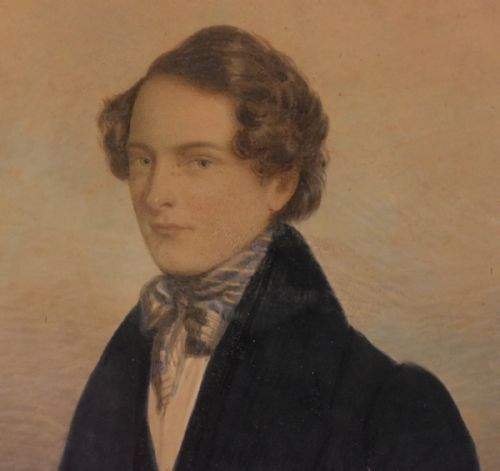 FINE EARLY VICTORIAN WATERCOLOUR PORTRAIT OF A GENTLEMAN - ADDITIONAL PHOTO 4