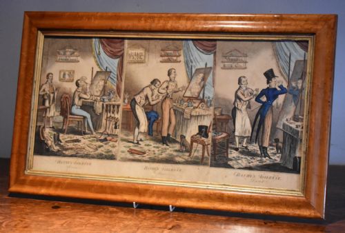 rare set of three georgian satirical dandy prints - CATEGORY: ANTIQUE ART - DATED 1800