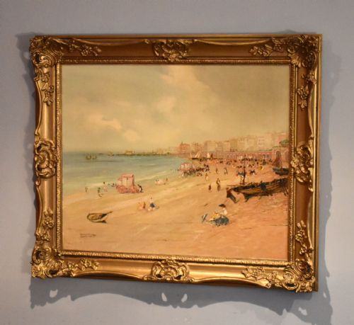 fine oil painting of brighton beach by godwin bennett - CATEGORY: ANTIQUE ART - DATED 1930