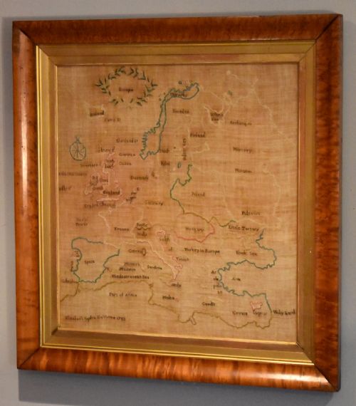 rare georgian map sampler of europe - CATEGORY: ANTIQUE MISCELLANEOUS - DATED 18TH CENTURY
