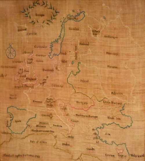 RARE GEORGIAN MAP SAMPLER OF EUROPE - ADDITIONAL PHOTO 1