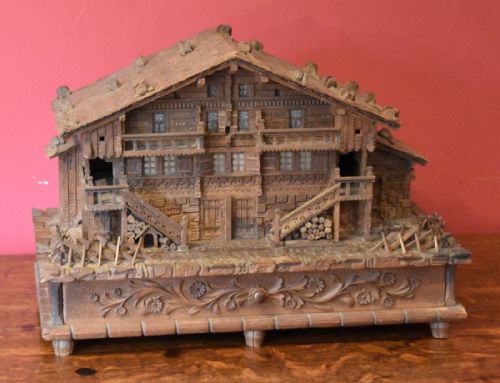 superb black forest carving chalet jewellery box - CATEGORY: ANTIQUE BOXES - DATED 1880