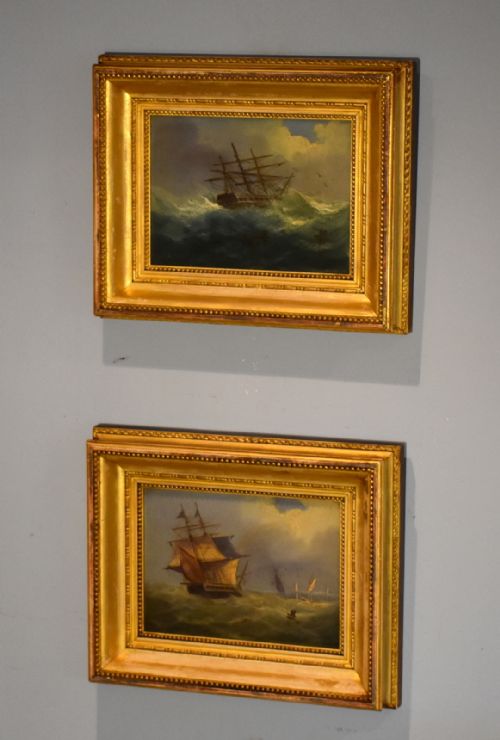 pair of small marine oil paintings - CATEGORY: ANTIQUE ART - DATED EDWARDIAN