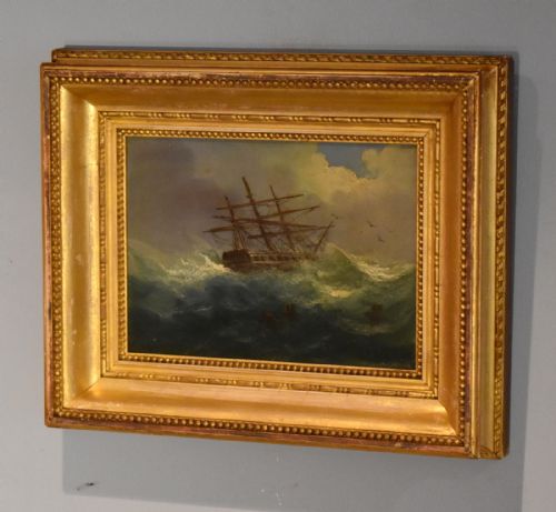 PAIR OF SMALL MARINE OIL PAINTINGS - ADDITIONAL PHOTO 1