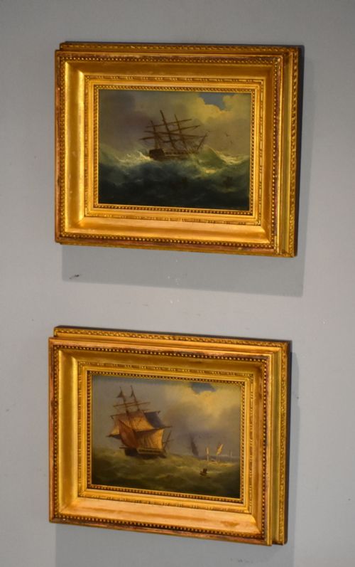 PAIR OF SMALL MARINE OIL PAINTINGS - ADDITIONAL PHOTO 2