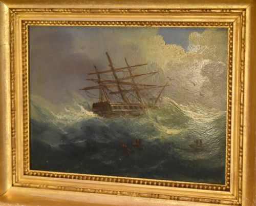 PAIR OF SMALL MARINE OIL PAINTINGS - ADDITIONAL PHOTO 3