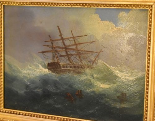 PAIR OF SMALL MARINE OIL PAINTINGS - ADDITIONAL PHOTO 4