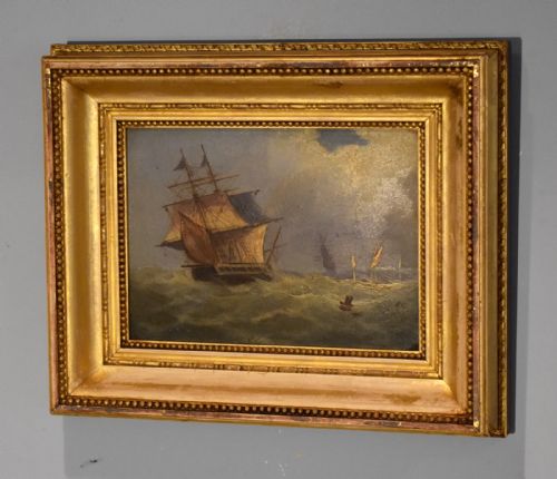PAIR OF SMALL MARINE OIL PAINTINGS - ADDITIONAL PHOTO 5