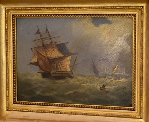 PAIR OF SMALL MARINE OIL PAINTINGS - ADDITIONAL PHOTO 6