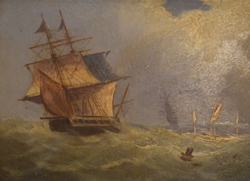 PAIR OF SMALL MARINE OIL PAINTINGS - ADDITIONAL PHOTO 7