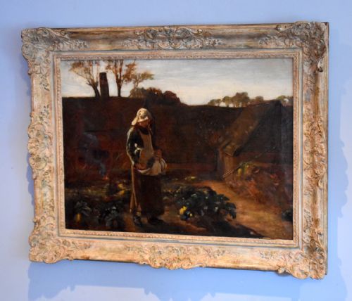 lifting turnips oil painting by lance calkin 18591936 - CATEGORY: ANTIQUE ART - DATED 1910