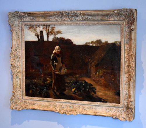 LIFTING TURNIPS OIL PAINTING BY LANCE CALKIN 18591936 - ADDITIONAL PHOTO 1