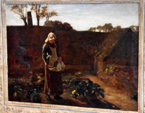 LIFTING TURNIPS OIL PAINTING BY LANCE CALKIN 18591936 - ADDITIONAL PHOTO 2